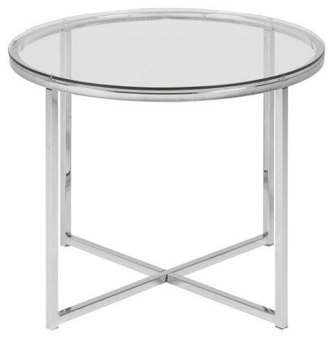 Stolik okrągły Cross szkło/chromowany