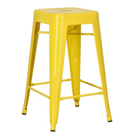 Stołek barowy Paris 66cm żółty inspirowany Tolix