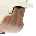 Fotel Vip z podnóżkiem biały/rosewood/ srebrna baza