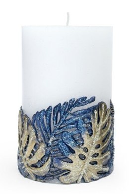 Świeca MONSTERA Walec duży 8x19,5cm parafinowa niebieska (zapachowa)