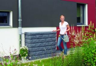 Zbiornik przyścienny na deszczówkę imitujący murek 400L