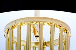 Lampa podłogowa HOLMES złota z czarnym kloszem - metal