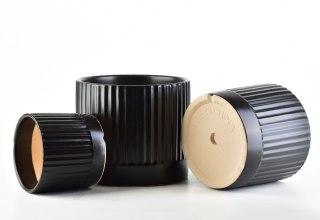 NEVA Komplet 3 osłonek czarny mat paski XL 18xh16cm L 15xh13cm M12xh10cm