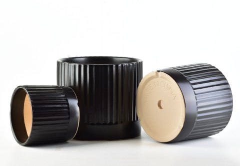 NEVA Komplet 3 osłonek czarny mat paski XL 18xh16cm L 15xh13cm M12xh10cm