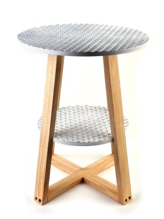 LAMMY Stolik 40xh50cm biało-złoty 2 blaty