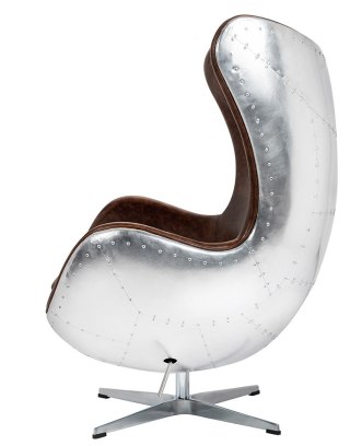 Fotel EGG AVIATOR PU brązowy - ekoskóra, metal