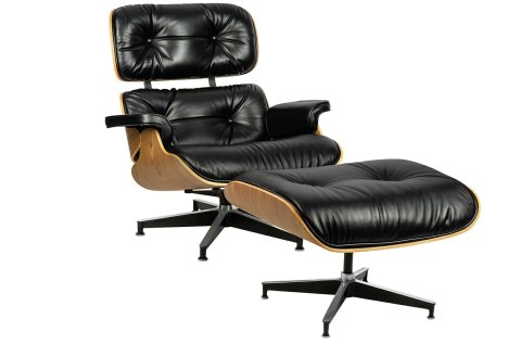 Fotel LOUNGE HM SOFT PREMIUM SZEROKI z podnóżkiem czarny - sklejka orzech, skóra naturalna Fotel LOUNGE HM SOFT PREMIUM SZEROKI z podnóżkiem czarny - sklejka orzech, skóra naturalna