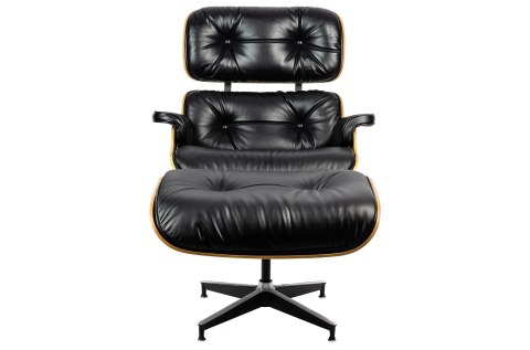 Fotel LOUNGE HM SOFT PREMIUM SZEROKI z podnóżkiem czarny - sklejka orzech, skóra naturalna Fotel LOUNGE HM SOFT PREMIUM SZEROKI z podnóżkiem czarny - sklejka orzech, skóra naturalna