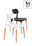 MODESTO krzesło ECCO białe - polipropylen, podstawa bukowa