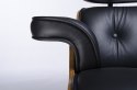 Fotel LOUNGE czarny / orzech - skóra naturalna