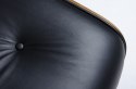 Fotel LOUNGE czarny / orzech - skóra naturalna