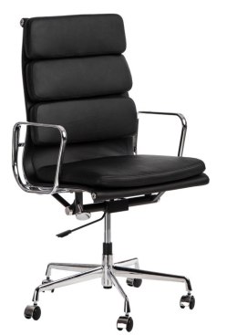 Fotel biurowy CH2191T czarna skóra chrom