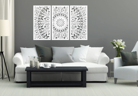 Tryptyk mandala biały