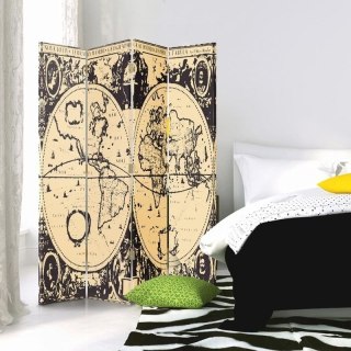 Parawan dwustronny, Mapa świata vintage - 145x170