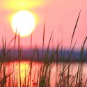Parawan dwustronny, Zachód słońca na jeziorze - 145x170