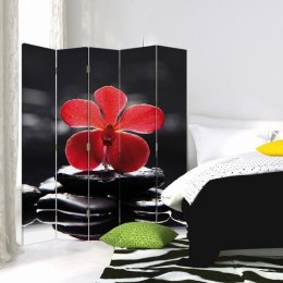 Parawan dwustronny, Zen z czerwoną orchideą - 180x170