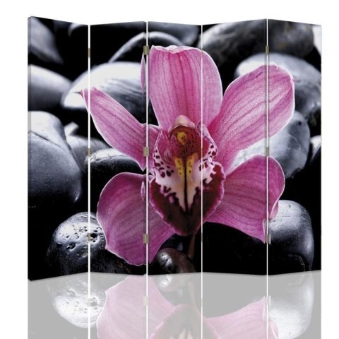 Parawan dwustronny, Zen z kwiatem orchidei - 180x170