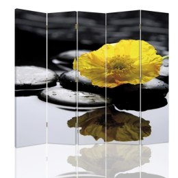 Parawan dwustronny, Zen z żółtym kwiatem - 180x170