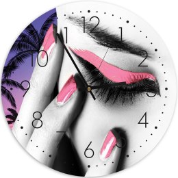 Obraz z zegarem, Różowy makijaż - 60x60