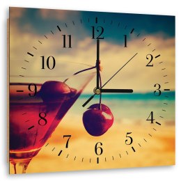 Obraz z zegarem, Drink wiśniowy - 60x60