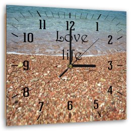 Obraz z zegarem, Morski brzeg i kamienie - 40x40