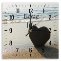 Obraz z zegarem, Serce na plaży - 40x40