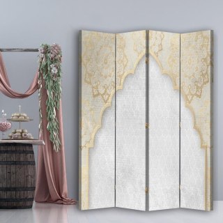 Parawan dwustronny obrotowy, Orientalny wzór w złocie - 145x170