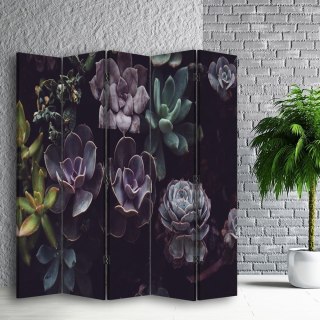 Parawan dwustronny obrotowy, Sukulenty w zgaszonych odcieniach - 180x170