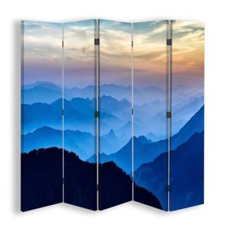 Parawan dwustronny obrotowy, Szczyty górskie we mgle - 180x170