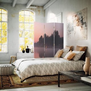 Parawan dwustronny obrotowy, Jezioro o poranku - 110x170