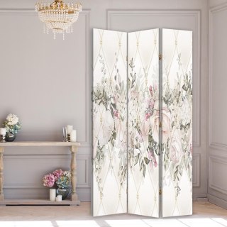 Parawan dwustronny obrotowy, Pastelowe kwiaty - 110x170