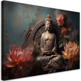 Obraz na płótnie, Budda Kwiaty Zen - 100x70