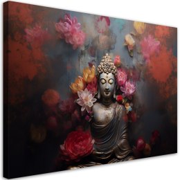 Obraz na płótnie, Budda Kwiaty Zen Abstrakcja - 100x70