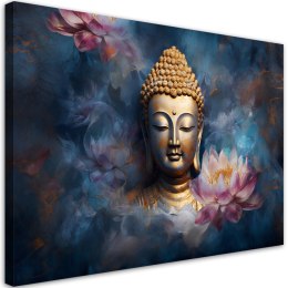 Obraz na płótnie, Budda i kwiaty zen - 90x60