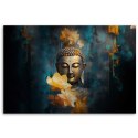 Obraz na płótnie, Budda i złote kwiaty - 60x40