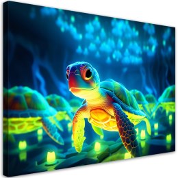 Obraz na płótnie, Kosmiczny żółw neon - 100x70
