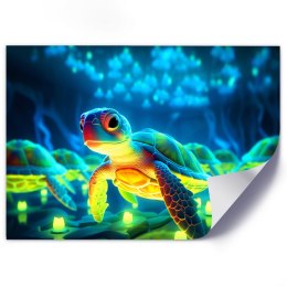 Obraz na płótnie, Kosmiczny żółw neon - 100x70