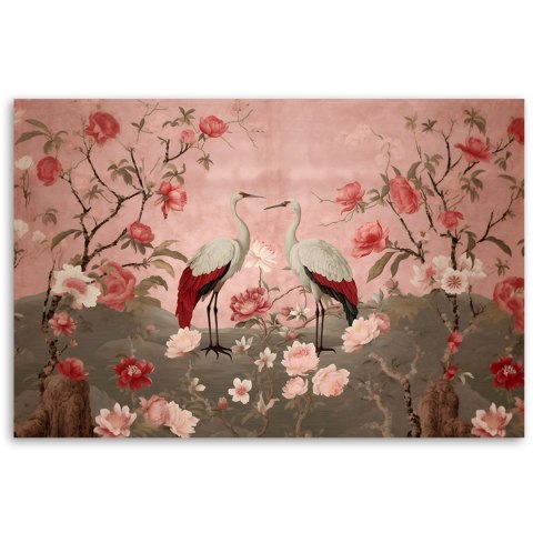 Obraz na płótnie, Kwiaty i ptaki Chinoiserie - 60x40