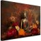 Obraz na płótnie, Medytuący Budda i kolorowe kwiaty - 120x80