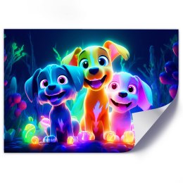 Obraz na płótnie, Neonowe psy z kreskówki - 100x70
