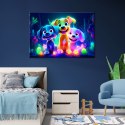 Obraz na płótnie, Neonowe psy z kreskówki - 90x60