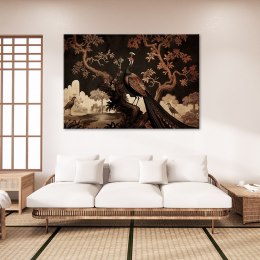 Obraz na płótnie, Orientalny paw na drzewie - 100x70