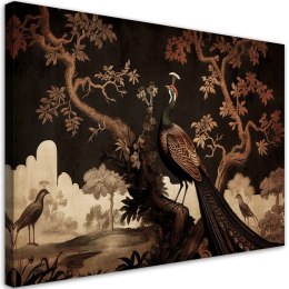 Obraz na płótnie, Orientalny paw na drzewie - 90x60