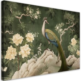 Obraz na płótnie, Orientalny paw zielony - 100x70