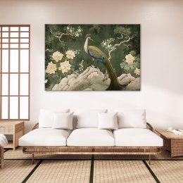 Obraz na płótnie, Orientalny paw zielony - 100x70