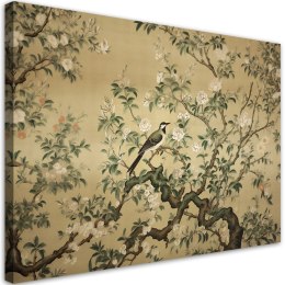 Obraz na płótnie, Ptak Abstrakcja Chinoiserie - 100x70