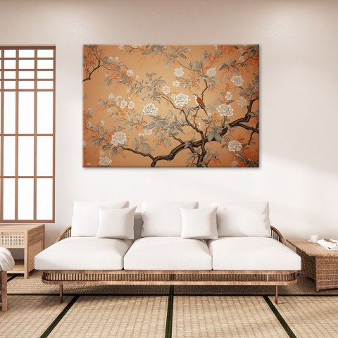 Obraz na płótnie, Ptak Drzewo Chinoiserie - 60x40