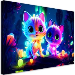 Obraz na płótnie, Śliczne koty neonowe - 100x70