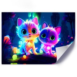 Obraz na płótnie, Śliczne koty neonowe - 60x40