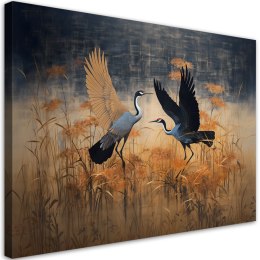 Obraz na płótnie, Żuraw Ptaki Abstrakcja - 100x70